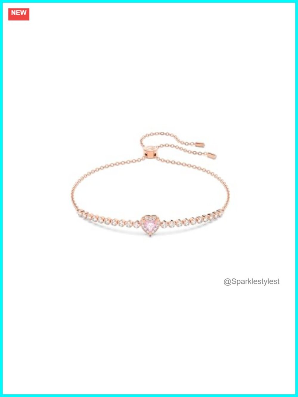 Swarovski One Bracelet Clear Crystals Rose Gold-Tone Chain Adjustable